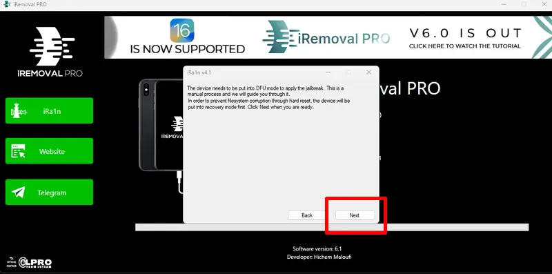 iRemoval iRa1n Next Button