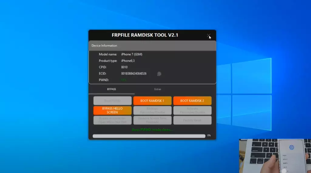 FRPFile RAMDISK Tool ECID Register - Passcode Bypass - iPhone 6s -X