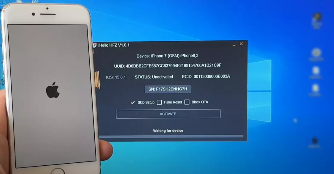 iHello HFZ iCloud Bypass (Sim Working - Windows Tool) - iPhone 6S/6S+/SE1